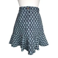 美品 ヴァレンティノ フレアスカート 総柄 デニム生地 ロング丈 A