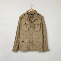 Tommy Hilfiger トミーヒルフィガー エンブロイダリー カーゴ マウンテンパーカー ジャケット ベージュ S ユニセックス ヴィンテージ