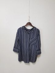 新品COUP DE CHANCE ストライプ 五分袖 ブラウス ネイビー 38 - メルカリ