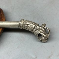 中国骨董 銀製パイプ】足銀刻印 龍 鳳凰 喫煙具 - メルカリ