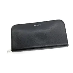 【中古】サンローランパリ SAINT LAURENT PARIS レザー ラウンドジップ 長財布 ブラック【メンズ】