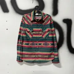 VTG ヴィンテージ マルチカラー クロス ストライプ ウェスタン シャツ