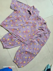 PURPLE 手描きパターン パジャマ セット