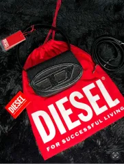 DIESEL 1DR ショルダークラッチバッグ IN グリッターファブリック ブラック 正規品