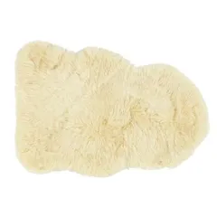 ムートン ラグマット 約60×90cm ベージュ 表面羊毛皮100％ 吸水性 放湿性 ニュージーランド産 天然ムートンの1匹ラグ M-511-F