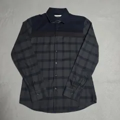 ほぼ新品 100 ZIOSONGZIO グレー チェックパターン シャツ Lのサムネイル