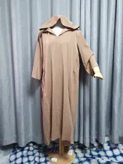 プリーツバイカラー WHO フード マキシワンピース
