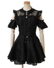 新品未開封 LIZLISA フロントティアードシフォンワンピース ブラック