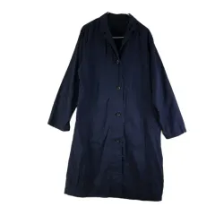 J1264 UNIQLO ユニクロ レディース Mサイズ ネイビー リネン混 ロング ジャケット