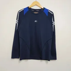 ミズノ センターロゴ 機能性 ロングスリーブ ネイビー Mのサムネイル