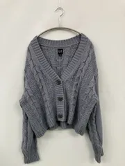 GAP ギャップ カーディガン/ボレロ M ブルー ウール・ニット 無地 ショート丈 長袖