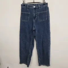 レディース 66サイズ ウエスト後ろゴム ウォッシュ デニム パンツ