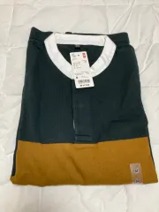 ユニクロ ボーダー 長袖 Tシャツ DARK GREEN M