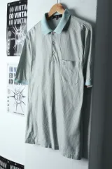 (L) ダックス 半袖 Kara Tシャツ ストライプ 薄緑-14274のサムネイル