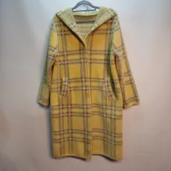 イェロー CHECK WHO フード Long コート90 95サイズ 冬 511489