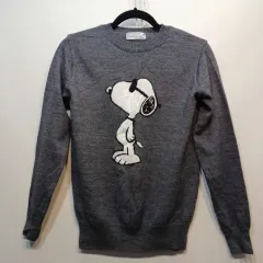 SNOOPY キャラクター ニット セーター グレー 80 85 春 秋 62055