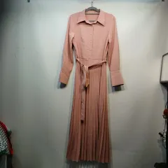ピンク シャツ プリーツ ロング ONE PIECE 80 85 サイズ 春 秋 64011