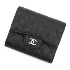 シャネル 三つ折り財布 マトラッセ ココマーク クラシック スモール フラップ ウォレット キャビアスキン AP0229 CHANEL 黒