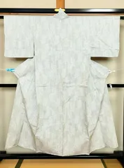 208B【アンティーク着物】小紋 麻？？ 幾何学模様 夏物 リメイク素材にも