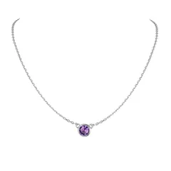 【新品】 [U7] 一粒 誕生石 2月 ネックレス レディース シルバー925 丸い ジルコニア パワーストーン 大人シンプル クリスマス プレゼント 女性 1