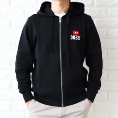 【並行輸入品】ディーゼル ジップアップ スウェットパーカー メンズ ブラック DIESEL フーディ A19705 RJXAP 900