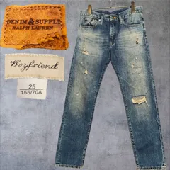 デニム&サプライ ラルフローレン レディース ダメージ リペア加工 ローライズ ボーイフレンド デニム パンツ ジーンズ DENIM&SUPPLY RALPH LAUREN Repair Low-rise Boyfriend Jeans レディース25サイズのサムネイル