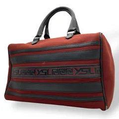 イヴサンローラン YVES SAINT LAURENT YSL ハンドバッグ ミニボストン キャンバス レザー 本革 茶 ブラウン 黒 ブラック ゴールド金具 レディース ヴィンテージ クラシック エレガント 上品 マストラッド お出かけ 自立可 C4