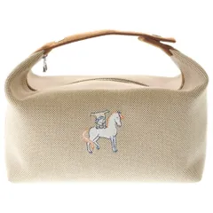 HERMES (エルメス) ブリッドアブラック GM カブリオル ビスケット 刺繍デザイン バニティポーチ オレンジのサムネイル