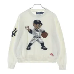 POLO RALPH LAUREN (ポロラルフローレン) ×MLB POLO BEAR KNIT エムエルビー ポロベアー クルーネックニット セーターレディース ホワイト