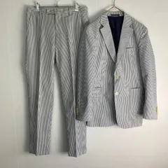スーツ	美品　夏 サマー MALE&CO セットアップ シアサッカー本切羽 段返り3B 背抜き  M