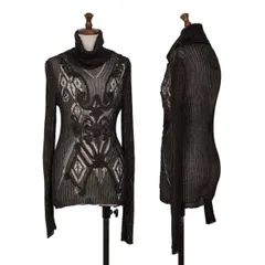 ジャンポールゴルチエJean Paul GAULTIER デザイン編みシースルーラメニットセーター 黒M位のサムネイル