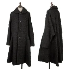 コムコム コムデギャルソンCOMME des GARCONS モヘヤ混ウールツイードラウンドカラーフレアコート 黒Sのサムネイル