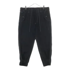 Yohji Yamamoto (ヨウジヤマモト) COTTON CHINO WHITE STITCH DRAW STRING PANTS コットンチノ ホワイトステッチ ドローストリング カーゴパンツ ブラック WZ-P33-001のサムネイル