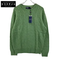 POLO RALPH LAUREN ポロ ラルフローレン ｸﾞﾘｰﾝ ｱｲｺﾆｯｸ ｹｰﾌﾞﾙﾆｯﾄ ｶｼﾐﾔ ｾｰﾀｰ L