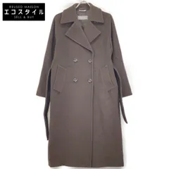 Max Mara マックスマーラ 1600015 ﾌﾞﾗｳﾝ ｳｰﾙ100 ﾍﾞﾙﾄ付きｾﾐﾀﾞﾌﾞﾙﾛﾝｸﾞｺｰﾄ 36
