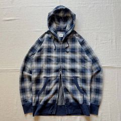 UNIQLO ダブルジップ パーカー オンブレチェック XL ブルー OLD - メルカリ