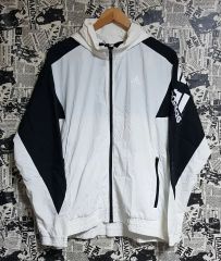 スポーツ アディダス adidas ナイロンパーカー ホワイト ネイビー L 