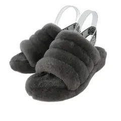 アグ UGG FLUFF YEAH SLIDE フラッフ イヤー スライド フェイクファー サンダル バックストラップ US8 25.0cm グレー 1095119