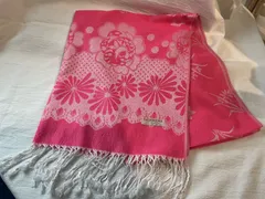 パシュミナ表記 ストール ピンク 花柄 フリンジ付き レディース Pashmina Style Scarf Pink Floral Fringe Women’s Shawl Wrap