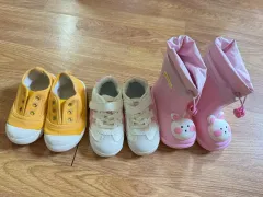 キッズスニーカー・長靴セット (イエロー/ピンク)
