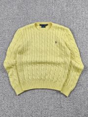 ポロラルフローレン カシミヤ混 ケーブル編み ニット イエロー ポニー