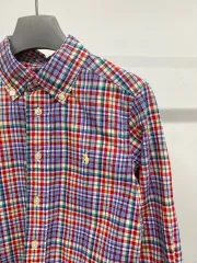 (4Y) ポロラルフローレン キッズ マルチ カラー チェック ロングスリーブ Tシャツ