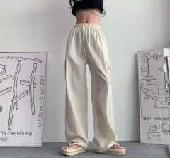 カーゴ ワイド ナイロン 夏 パンツ アイボリー