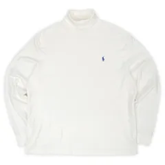 ポロラルフローレン POLO RALPH LAUREN 90s 90年代 タートルネックカットソー ハイネック ロンT 長袖 ロゴ刺? ワンポイント ポニー USA ヴィンテージ 古着 Tシャツ ホワイト 白 XL【中古】