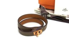 HERMES エルメス ケリー ドッグ リード グリーン 黄緑 革 犬 未使用