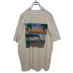 半袖Tシャツ ラグラン袖 英字 バイカラー カジュアル M 白 茶色 古着 