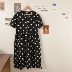 定価2.97万 ビアズリー ドットパターンシャツワンピース チュニック