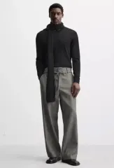 36 ザラ 링 チェック ベルト付き パンツ