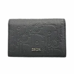 【6de6535】クリスチャンディオール カードケース レザー ブラック シルバー金具【中古】メンズ