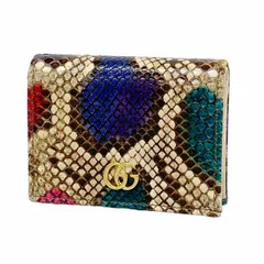 【6ea0088-k】グッチ 財布 GGマーモント 456126 パイソン ベージュ マルチカラー ゴールド金具【中古】レディース